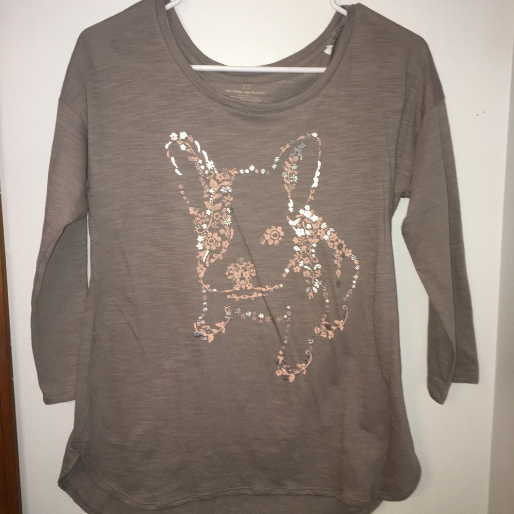 Cute Gray Shirt with Shimmery Dog
